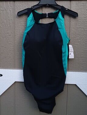 NWT Swimsuits For All Black, Blue, Green High Neck One Piece Swimsuit Size 20